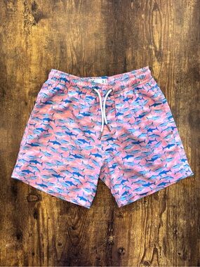 Kids‎ Pink Shark Print Swim Trunks